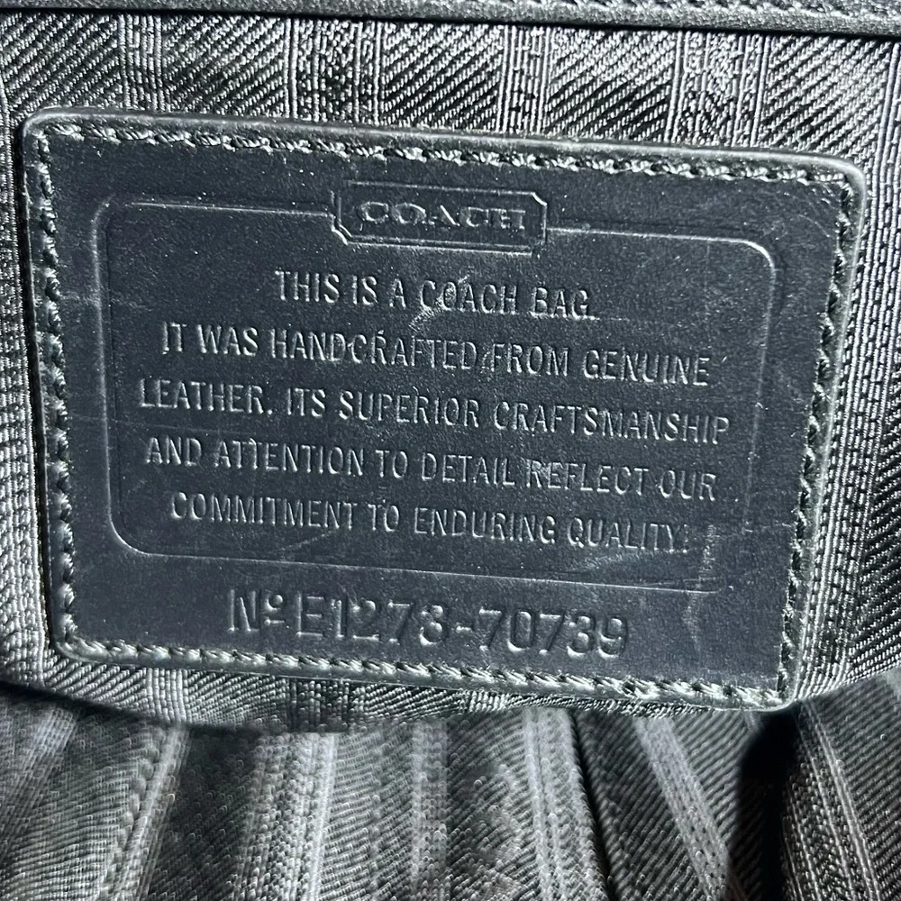 4043: Coach Black Embossed Leather Laptop Briefcase Business Bag